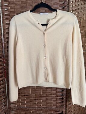 Authentic Prada 100% Cashmere Cream Button-Front Women's Cardigan Sweater 40